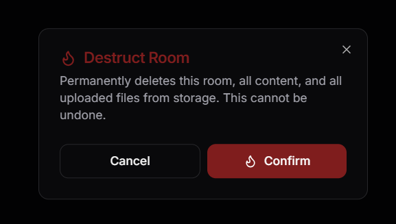 Room destruct screen